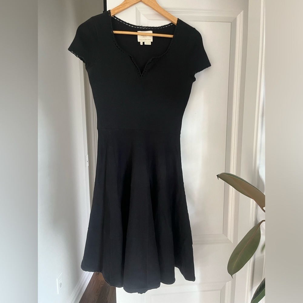Kate Spade Black Flirty Fit and Flare dress with crochet details Sz. XS black